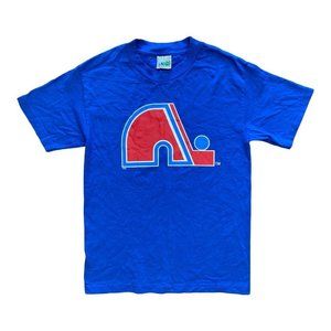 NWOT Vtg Quebec Nordiques T-Shirt Size Small NHL Hockey Canada Waves 90's Blue